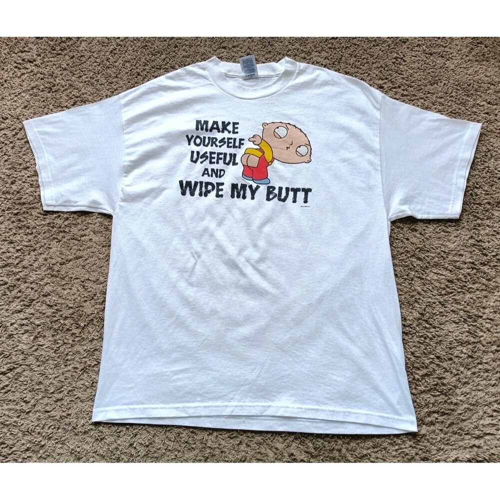 Vintage Family Guy Stewie Griffin T-Shirt Men's Size XL White Graphic Shirt